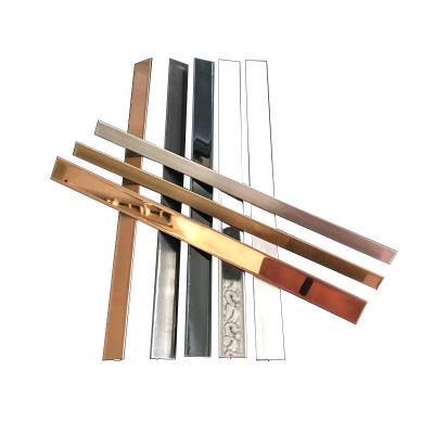 China Modern Ceramic Tile Trim Indoor T-Type Stainless Steel Wire Drawing Decorative Strip Tile Trim for sale