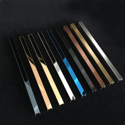 China Modern Factory Mass Production Decorative Gold Brushed Stainless Steel Strip U Shaped Tile Trim for sale