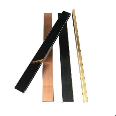 China Modern 8K Gold Black Titanium Stainless Steel Decorative Strip Closing  U Channel Tile Trim for sale