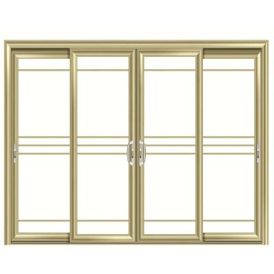 China Modern Exterior 4 Panel Tempered Glass Thermal Break Double Glazed Aluminum Sliding Door for sale