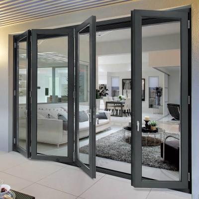 China Custom Aluminum Sound Insulation Profile Front Entry Metal Folding Door Bi-Fold Door for sale