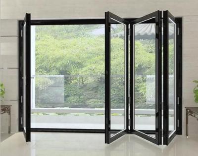 China Aluminum Folding Bifold Doors Tempered Glass Aluminum Folding Screen Fashion Sliding Doors for sale