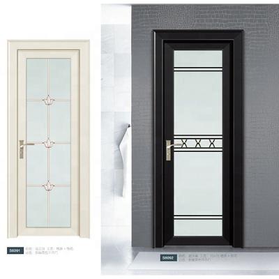 China Modern hot sale double casement door tempered glass frosted aluminum glass bathroom door for sale