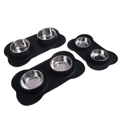 China New Design Sustainable Favorable Price Stainless Steel Feeder Double Pet Bowl for sale