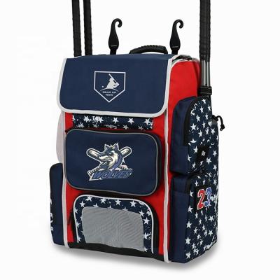 China Cooler 4 Bat Waterproof Insulated Baseball Backpack KOP Sports Red Patriotic USA Navy Style Sublimation Printing Boombah Baseball Bag For Man for sale