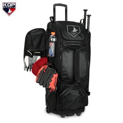 China Wholesale Professional Catchers Roller Bat Bag With Heavy Duty 6 Bat Roller Sleeves Custom Large Bat Bag Large Team Equipment Wheeled Baseball Cart Baseball Sports Bag ball for players for sale