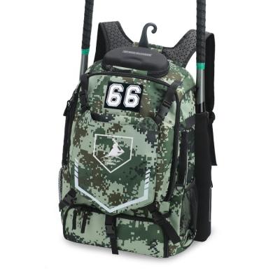 China Professional Waterproof Baseball Bag Green Digital Camouflage Baseball Backpack Custom Sublimation for sale