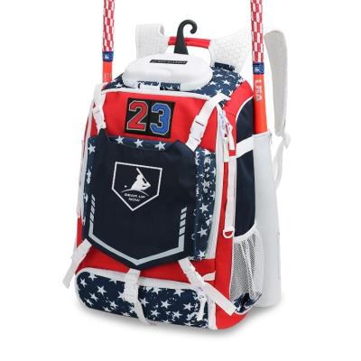 China Professional Waterproof Custom Baseball Bag Navy Red Baseball Bag for sale