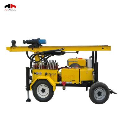 China Cultivates Trailer Mounted 4 Wheel Hydraulic Type Diesel Engine Power Water Well Drilling Rig for sale