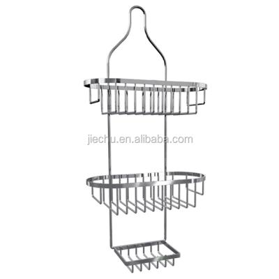 China Sustainable Metal Style Bathroom Organizer Chrome Shelf European Hanging Shower Caddy Basket for sale