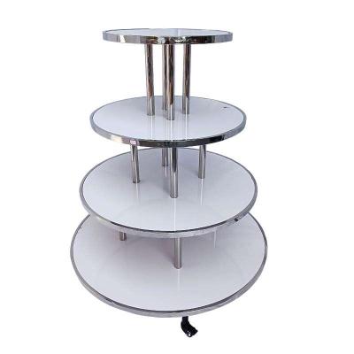 China Round steel and wooden fashion clothes or shoes island display round table for retail store for sale