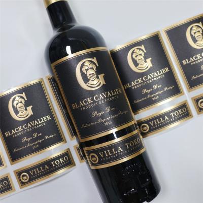 China Wine Waterproof Food Roll Logo Rectangle Design Custom Production Adhesive Gold Foil Stamping Sticker Labels UV Printing for sale