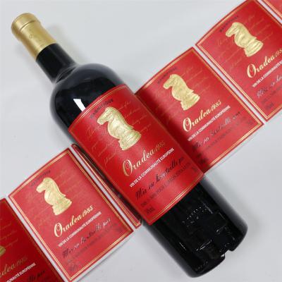 China Waterproof Matte Label Gold Foil Labels Red Wine Printing Custom Square Stickers For Bottles for sale