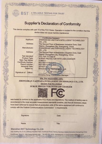 FCC - Zhongshan Vastfafa Intelligent Technology Co., Ltd.