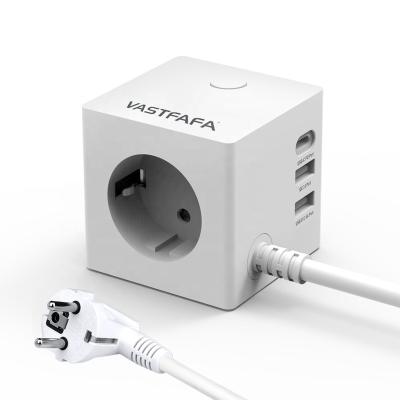 China Surge Protect Vastfafa Socket European USB Power Strip Cube Outlet Surge Protector Extension Socket for sale