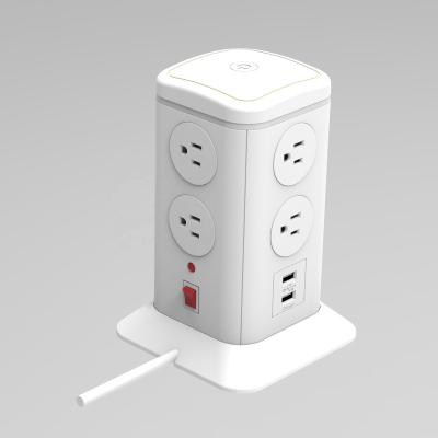 China Surge Protect Multi Tower Power Strip Socket Surge Protector With 8 Outlets And 4 USB Ports for sale