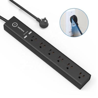 China 6 Convenient Way USA Switch Sockets 2 USB Power Strip Surge Protector for sale