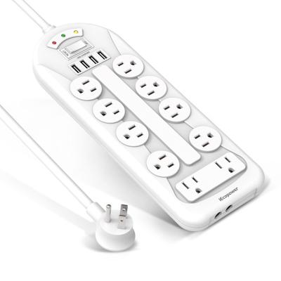 China Residential / General Purpose Factory Wholesales Lightweight Extension Board US Plug 4 USB 10 Outlet Surge Protector Power Strip for sale