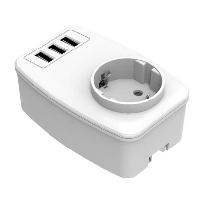 China 3 Port Universal USB Plug Socket Travel Power Adapter Wall Charger Charging Extension Board Wall Mounted for sale