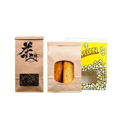 China Recyclable custom paper bag eco tin tea cake french fries bag paper with window for sale