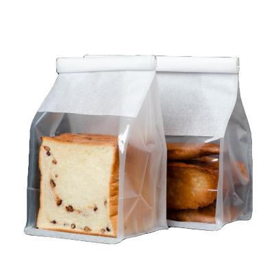 China Recyclable Square Wax Bottom Mini Wax Bottom Sandwich Paper Plastic Cheap Low Moq Paper Bag Window for sale