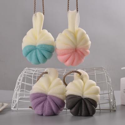 China EXFOLIATE Assorted Colors Eco Friendly Soft Natural Exfoliating Loofah Mesh Bath Sponge Ball Bath Shower Ball Sponge Body for sale