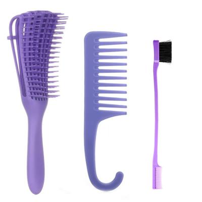 China Makeup Remove Hair Brush For Hair Salon Wide Curly Barber Special Eight Row Detangling Tooth Hook Comb Rib Modeling Comb Set for sale