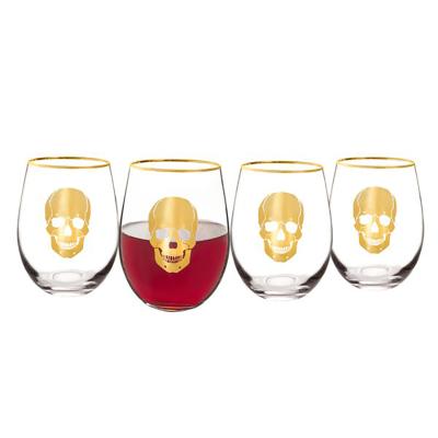 China Europe Wholesale Customized Elegant Cocktail Tumblers Customizable Gold Rim Stemless Wine Glasses for sale