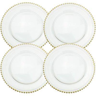 China Wedding Wholesale Home Hotel Restaurant Party Customized Tableware Sets Party Decorations And Napkins Plate Gold Edged Wedding Beaded Glass Charger Dishes for sale