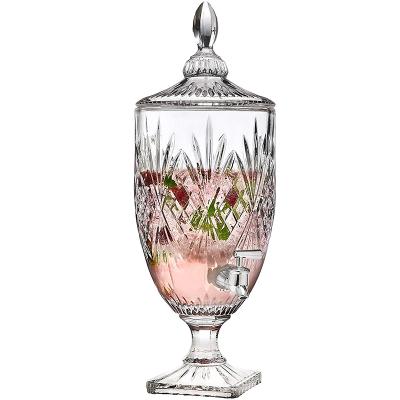 China Wholesale Home Decor Wedding Decoration Customized Clear Crystal Glass Iced Beverage Collection 4.5L Beverage Drink Dispenser for sale