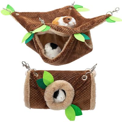 China Small Pet Hammock Stocked Hanging Bunkbed Hammock and Tunnel Cage for Ferret Hamster Parrot Rat Guinea Pig Mouse Chinchilla for sale