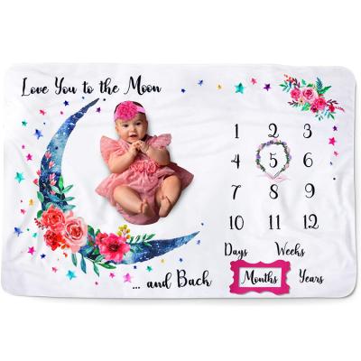 China Baby Milestone Folded Monthly Blanket for Baby Photo Blanket for Newborn and Baby Pictures for sale