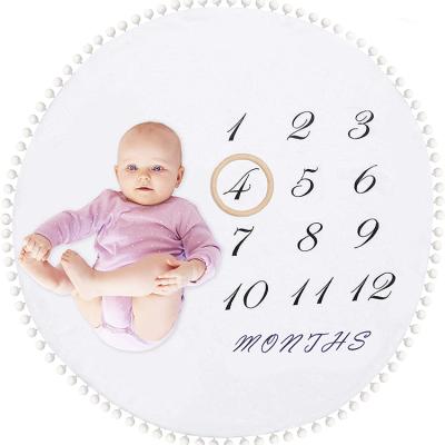 China Baby Shower Gift Baby Milestone Blanket for Baby Boy and Girl with Wooden Circle Ring Pregnancy Baby Shower for sale