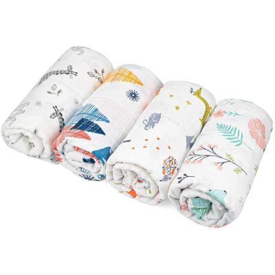 China Multifunctional Folded Baby Cotton Muslin Wraps 2 Layers Baby Blanket Custom Wrap Print Soft Muslin Wrap Blankets for sale