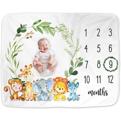 China Flannel Fleece Baby Milestone Blanket Baby Milestone Blanket Folded Digital Printed Super Soft Monthly Blankets for sale