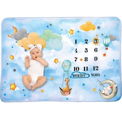 China OEM/ODM Baby Boy and Girl Milestone Fleece Baby Month Age Growth Milestone Folded Blanket Blanket for sale