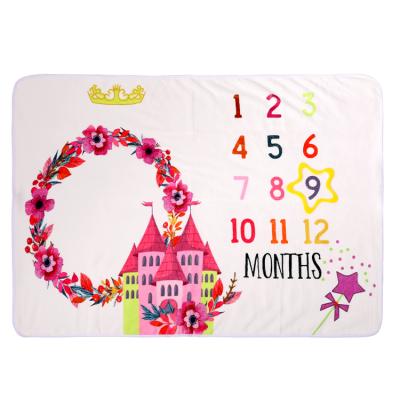 China Baby Shower Gift Ready to Ship High Quality Fleece Baby Milestone Stock Monthly Growth Chart Blanket for sale