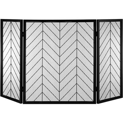 China Factory Direct Sale Wrought Iron Black Fire Pit Spark Fireplace Screen for sale