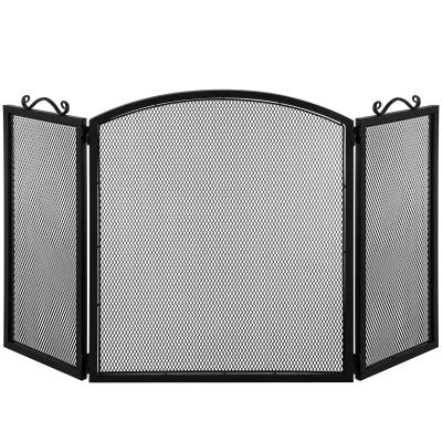 China 3 Panel Iron Wrought Iron Fire Spark Guard Indoor Outdoor Fireplace Screens For Wood Burning Fireplace for sale