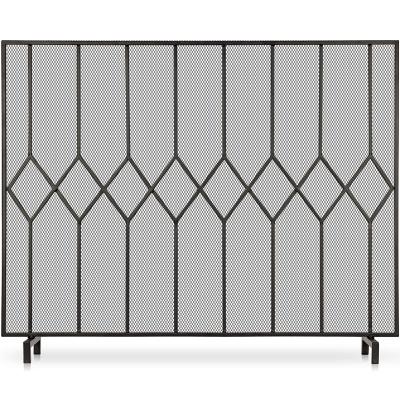 China Single Panel Iron Wrought Iron Decorative Fireplace Mesh Screen Curtain For Wood Burning Fireplace for sale