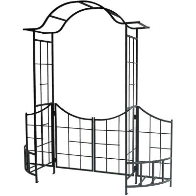 China Easily Assembled Rustproof Metal Trellis Garden Plant Arch With Door for sale