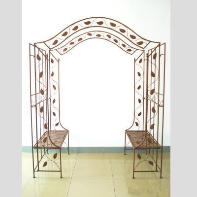 China Wholesale Easily Assembled Metal Garden Arch With Seat Axle For Various Outdoor Plant Lawn Climbing Backyard for sale