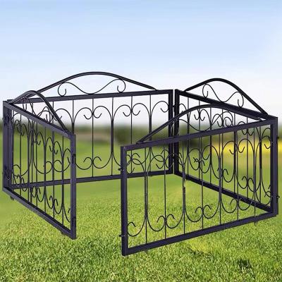 China Easily Assembled High Quality Rustproof Garden Fence Post Black Iron Decor Panels Garden Edging Fence for sale