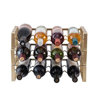 China Latest Design Top Quality Countertop Wine Rack Metal Wine Viable Display Rack 41x20x9.5cm For 4 Bottle Storage for sale