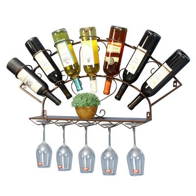 China New Top Quality Sustainable Wall Mounted Wine Rack Metal Wine Hanging Rack for sale