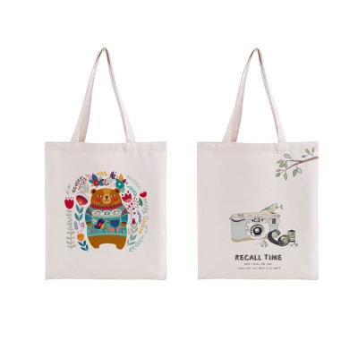 China Top Selling Cotton School Shopping Bag Canvas Tote Bag Folding Reusable Leather Handles Canvas Gift Tote Bag for sale