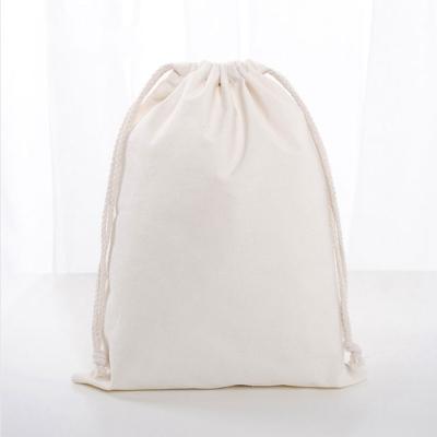 China Recyclable Folding Calico Cotton Drawstring Gift Pouch with Custom Logo Color Drawstring Bag Plain Cotton Small Drawstring Bag Custom for sale