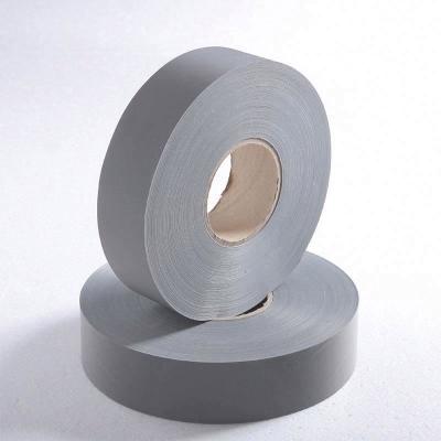 China Sew on Garment Gray Reflector Strip Clothing Tape 100% Polyester Reflective Fabric for sale