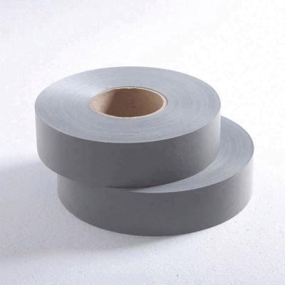 China Sew on Tape Gray Color Retroreflective Fabric Lightweight Garment Polyester Top Fabric Sew on Tape for sale