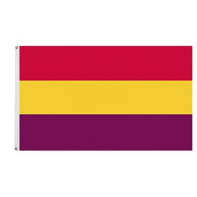 China 100% Military 3x5 ft OEM Wholesale Red Yellow Purple Running Polyester Second Spanish Republic Flag for sale